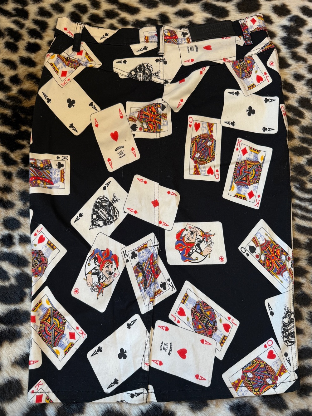 VINTAGE 90s MOSCHINO PLAYING CARDS PENCIL SKIRT VEGAS RARE SIZE US 10 - Picture 5 of 6